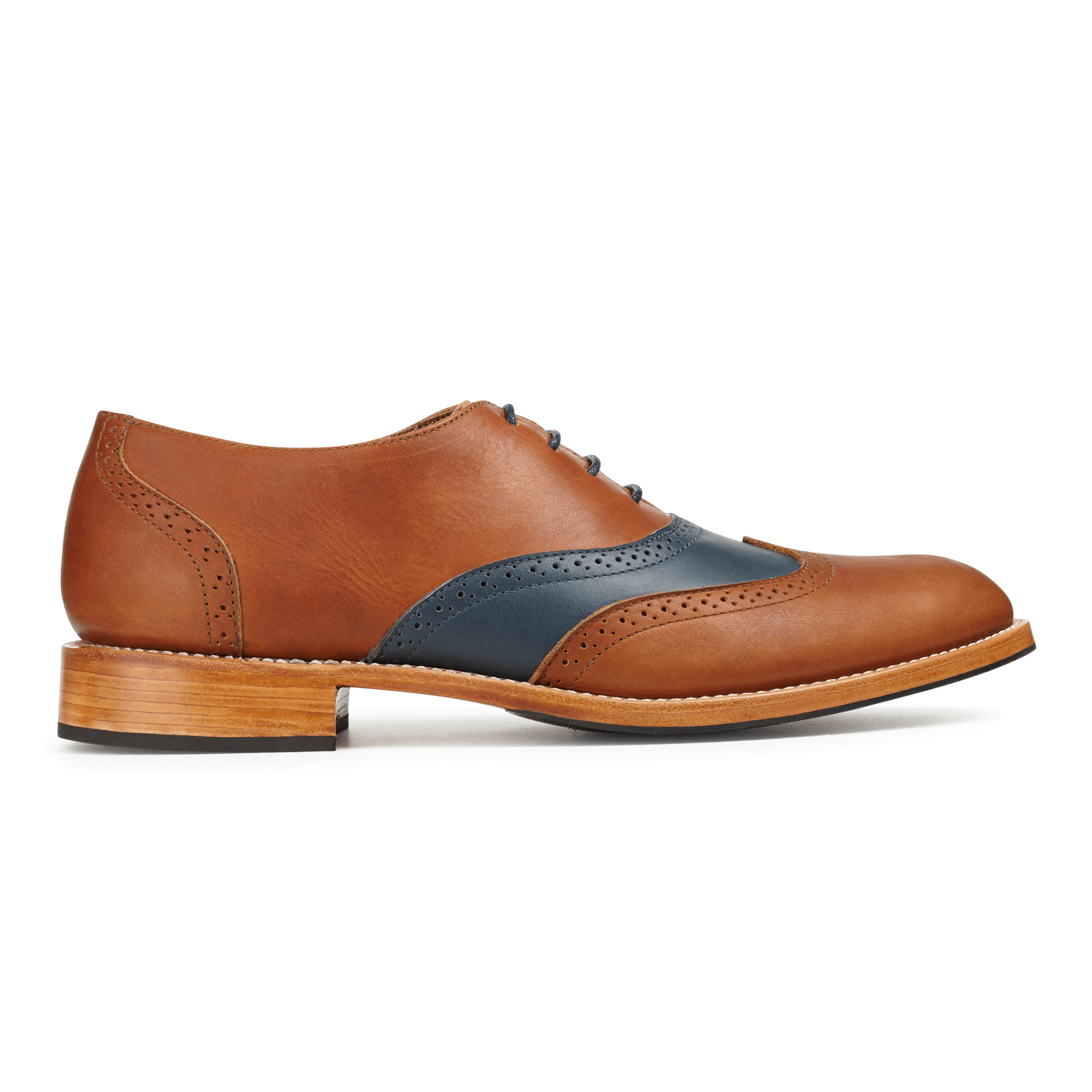Awesome Handmade Men's Tan Blue Leather Denim Wing Tip Brogue Shoes, Men  Dress Formal Lace Up Shoes