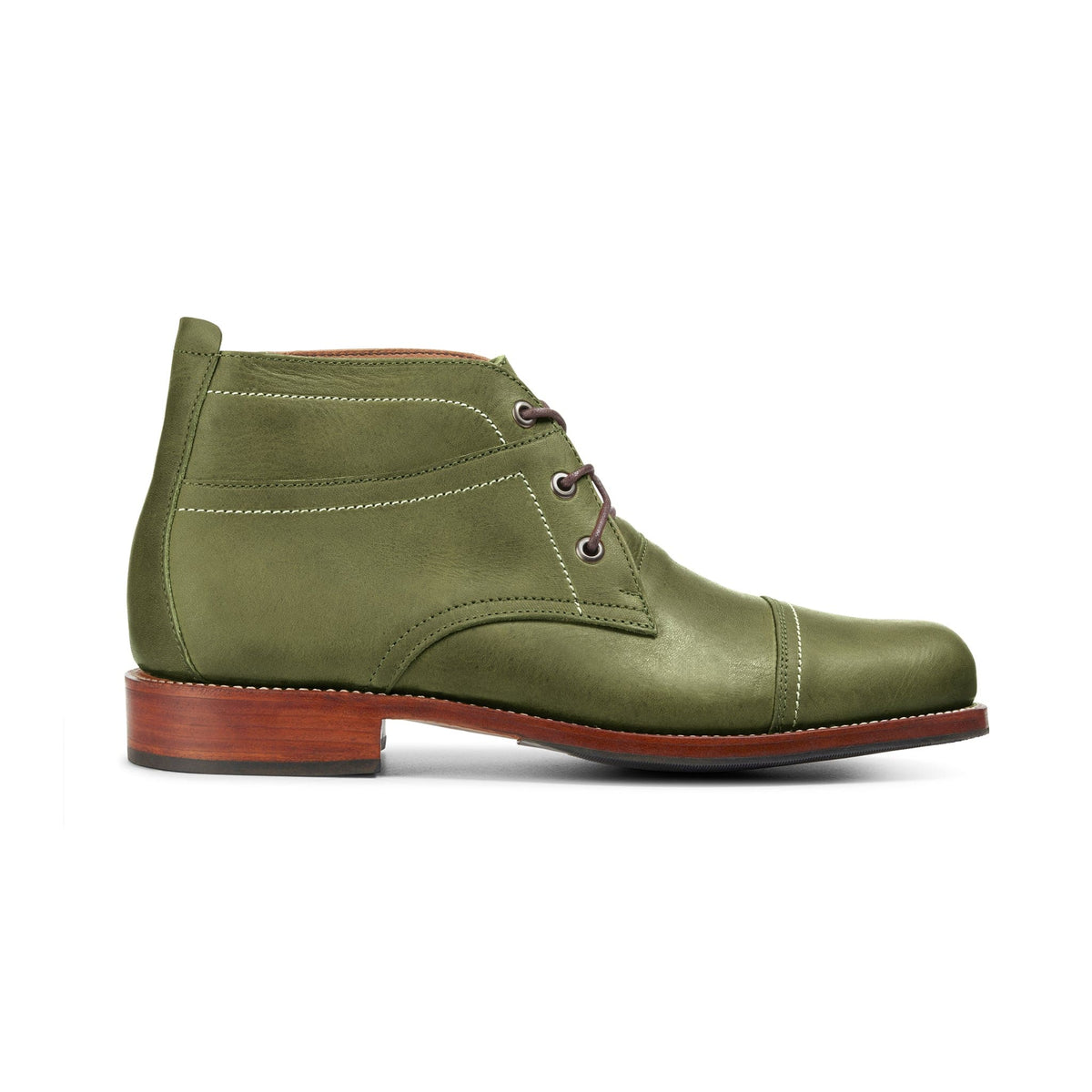 Side view of a men's 5E extra-wide green leather fashion boot – The Valparaíso