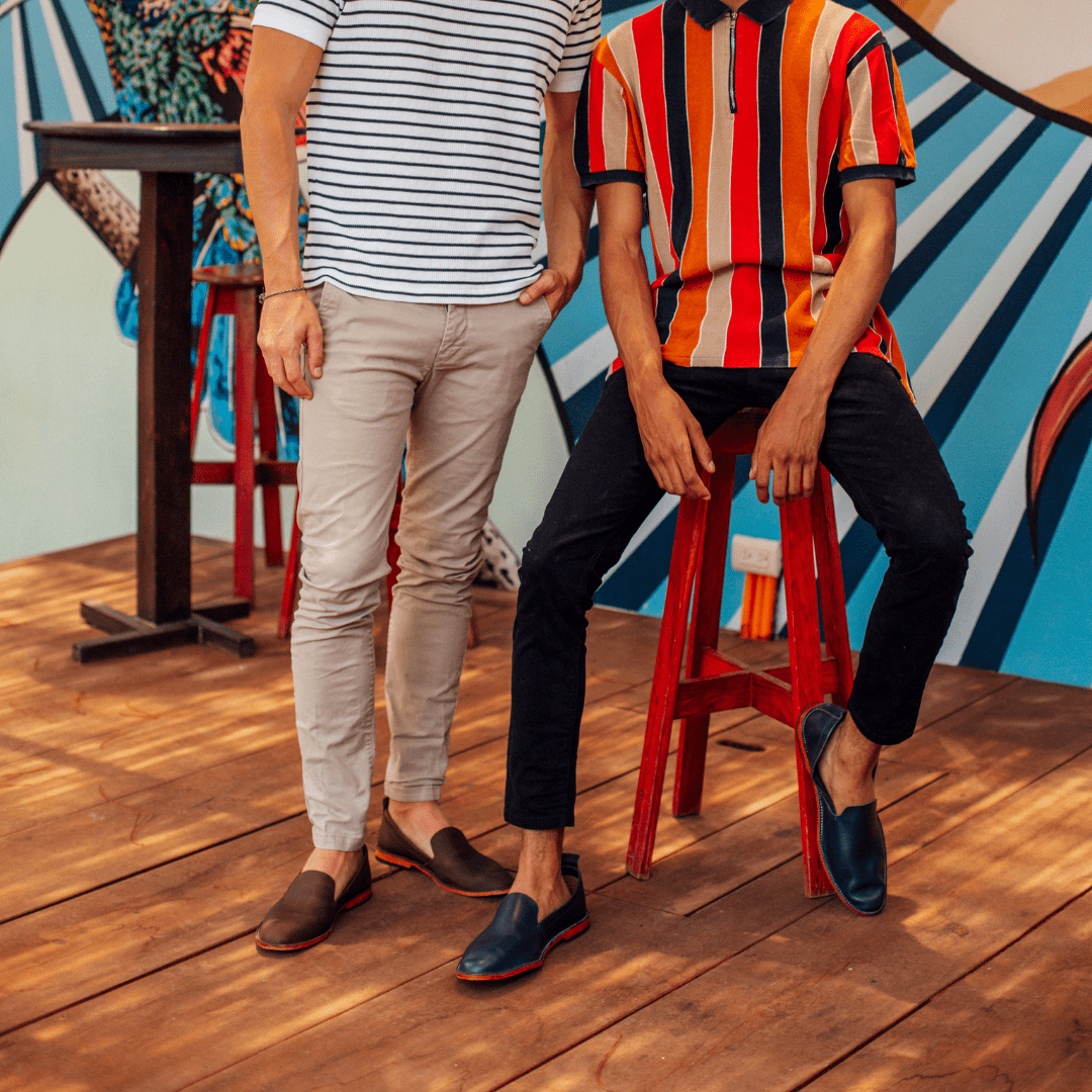 Men's 3E-wide leather slip-ons, styled outdoors, made to your exact length and width – The Viento