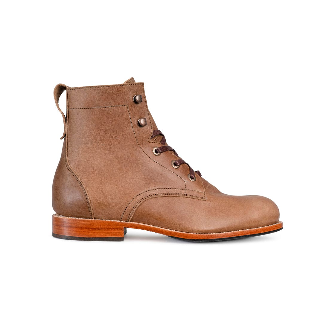 Adelante mens brown full grain leather lace up boot with Goodyear welt and handcrafted construction