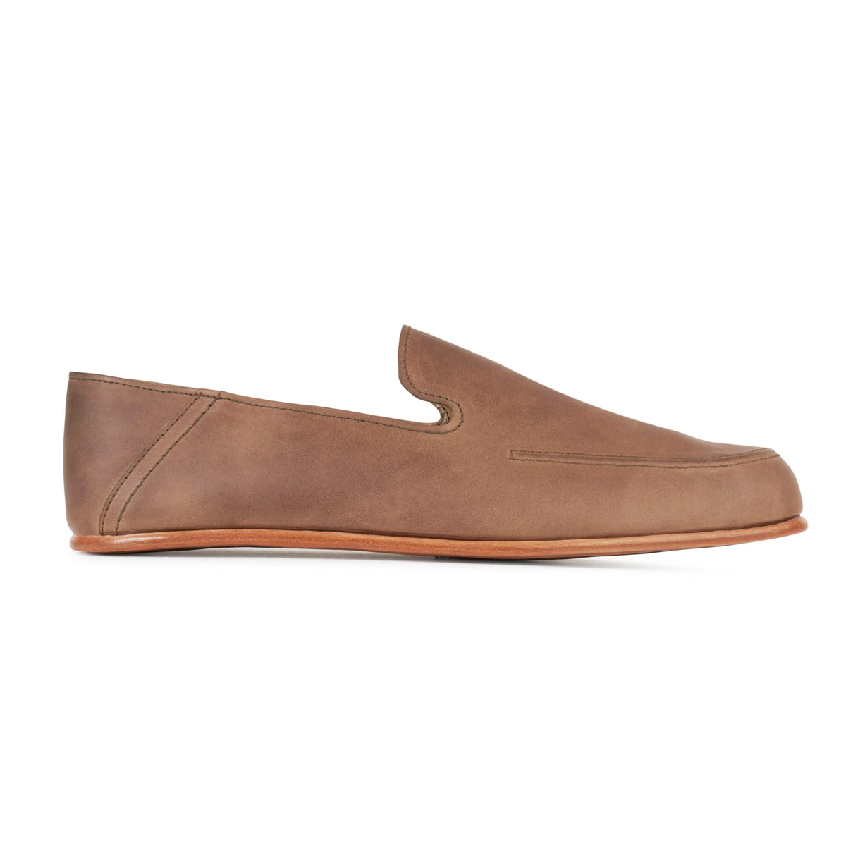 Men's wide tan leather zero-drop loafer, seen from the side – The Tomás