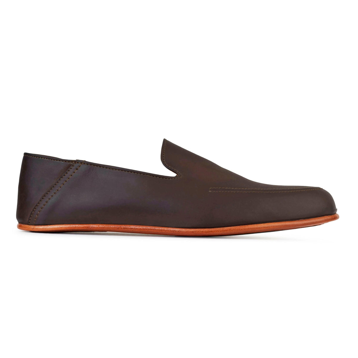 Men's EEEEE extra-wide dark brown leather zero-drop loafer, seen from the side, made to order for hard-to-fit feet – The Tomás