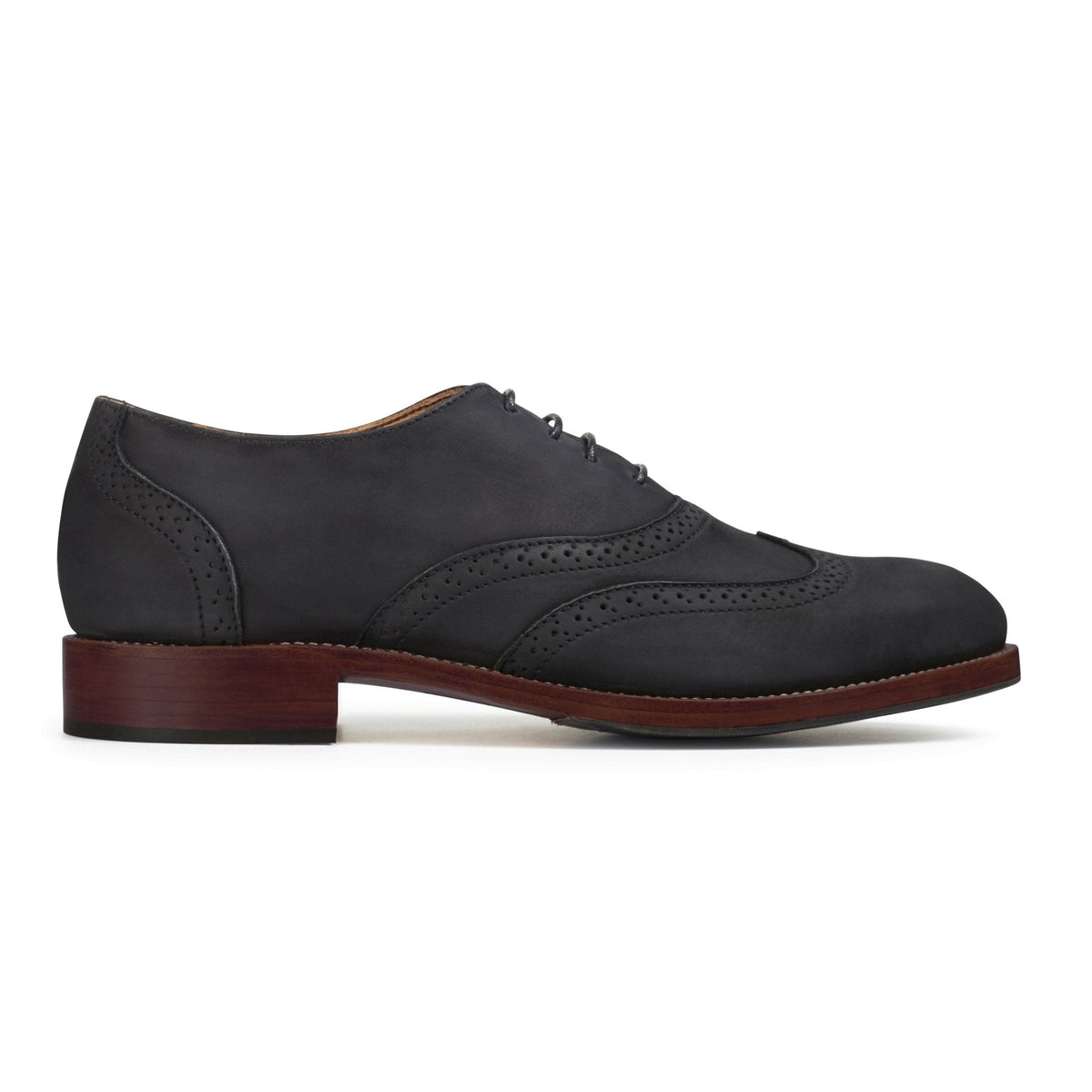 Men's 4E-wide black leather oxford, shown in side profile, made to order in size 13 – The Clásico