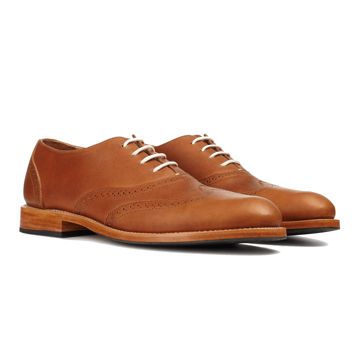 Men's wide light brown leather oxfords, shown at an angle, made to order in size 14.5 – The Clásico