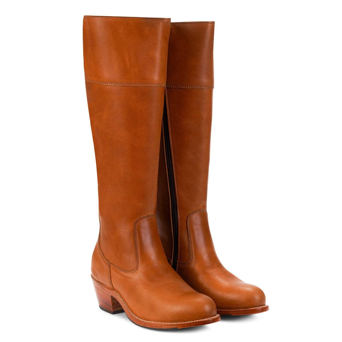 Adelante handcrafted women's brown leather riding boots with tall shafts and wide calf options