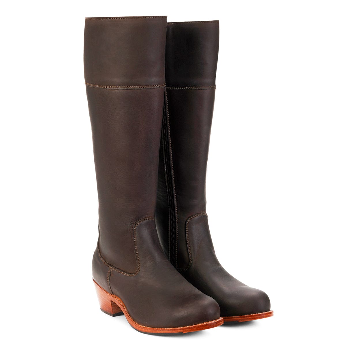 Brown leather womens knee high riding boots with wide calf options, handcrafted by Adelante artisans