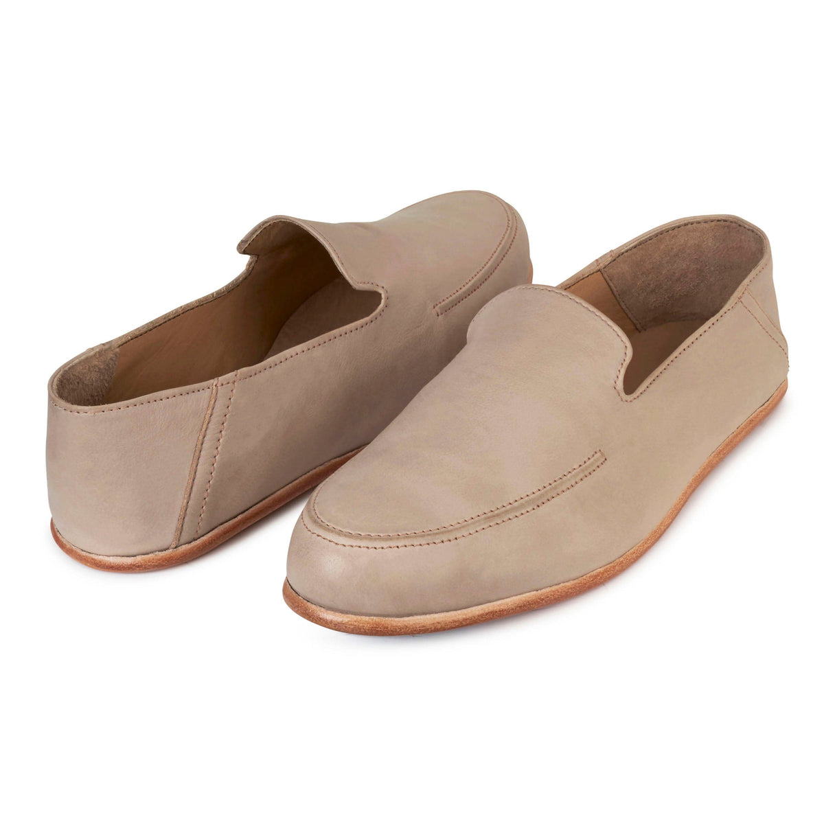 Men's 5E extra-wide cream leather zero-drop loafers, shown at an angle, available to order in size 6 – The Tomás