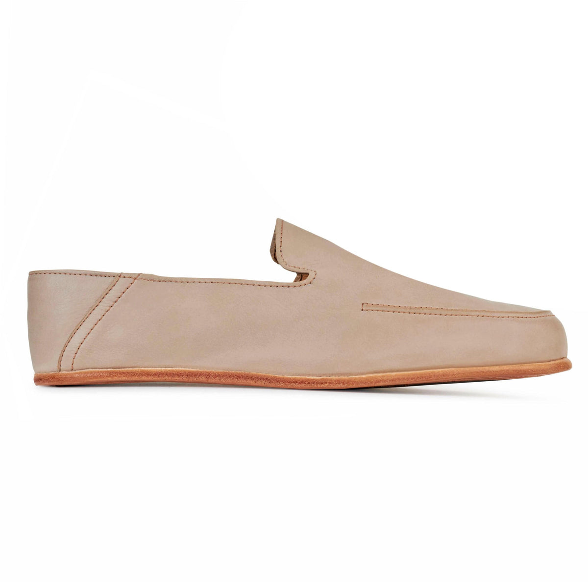 Side view of a men's EEE wide cream leather zero-drop loafer, can be made in size 14.5 – The Tomás