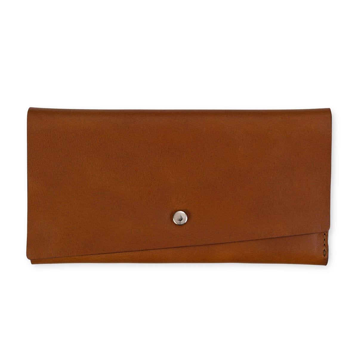Light brown leather snap wallet, closed, made to order in Guatemala