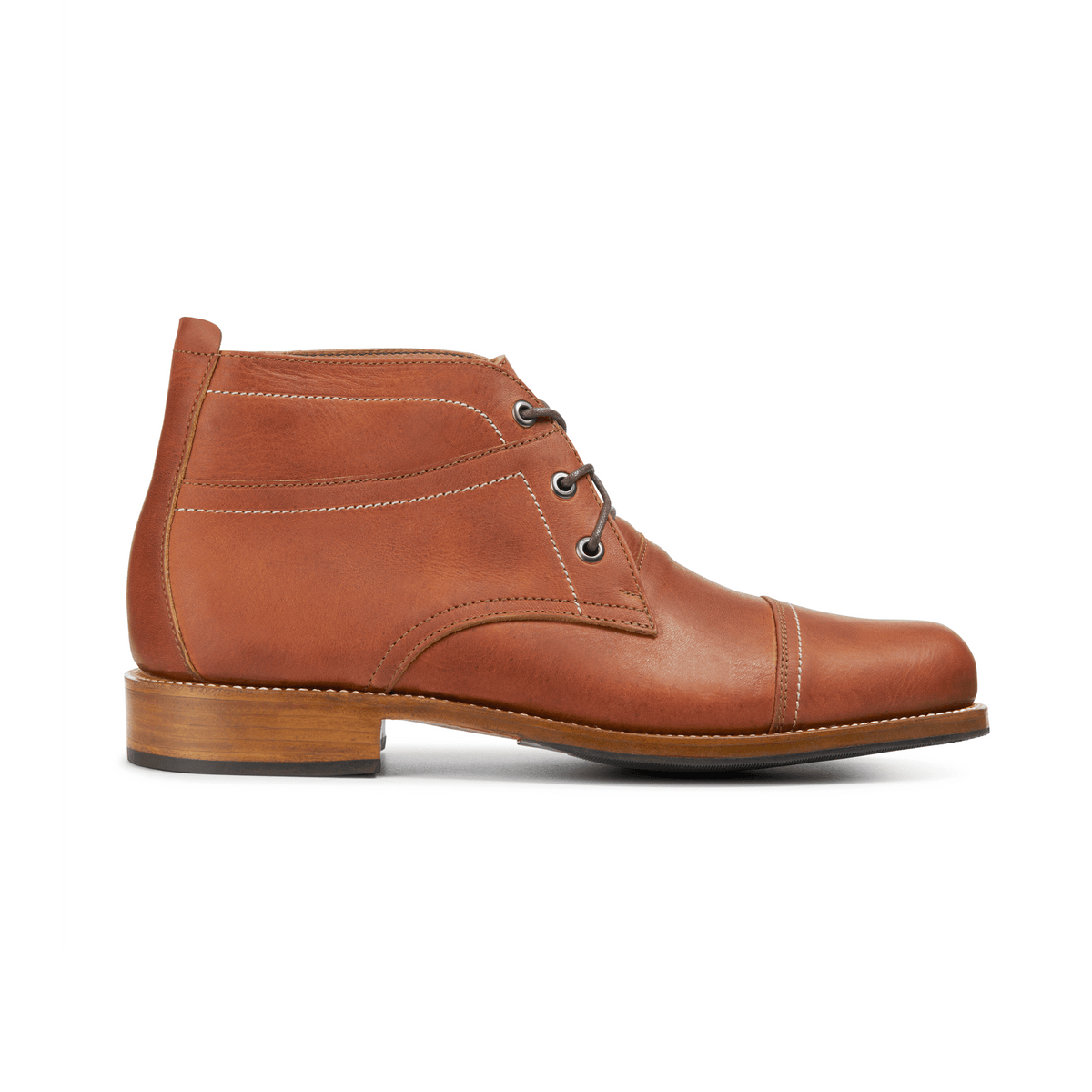 Men's 3E-wide light brown leather fashion boot, seen from the side – The Valparaíso