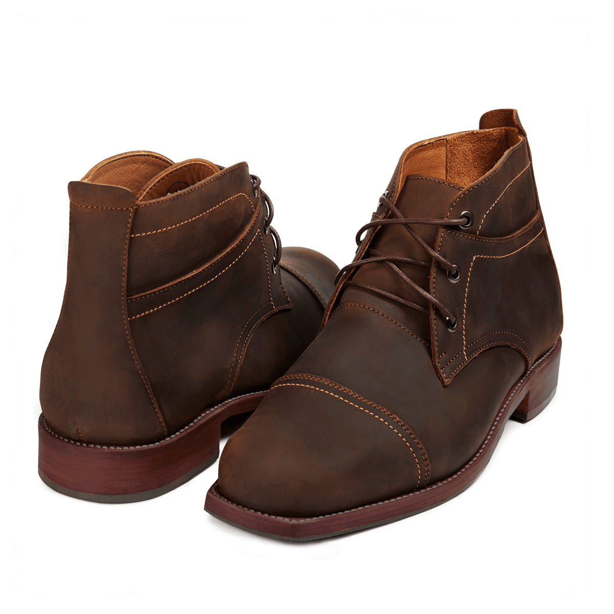 Men's EEEEE extra-wide dark brown leather fashion boots, shown from the front at an angle – The Valparaíso