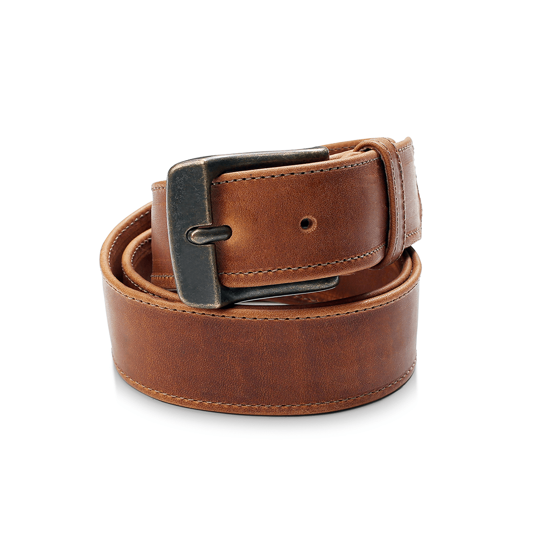Light brown leather belt, coiled, customization available