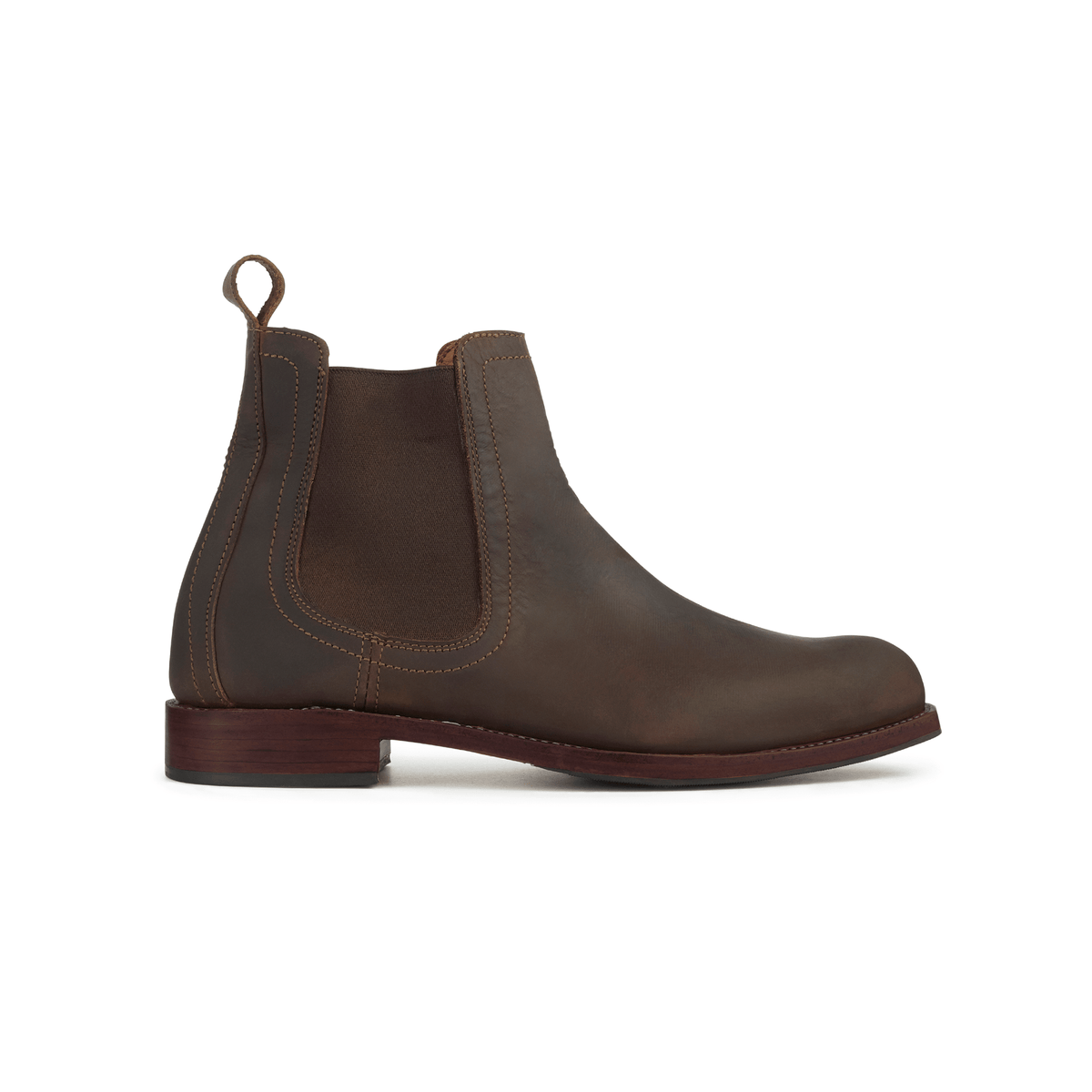 Men's EEEEE extra-wide dark brown leather Chelsea boot, seen from the side, each pair made to order – The Mendoza