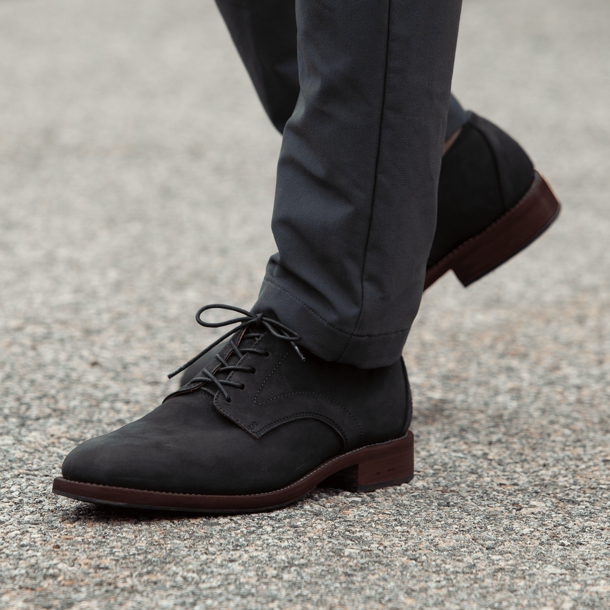 Men's EEEEE extra-wide black leather derbies, worn outdoors, handcrafted to fit size 4.5 – The Romero